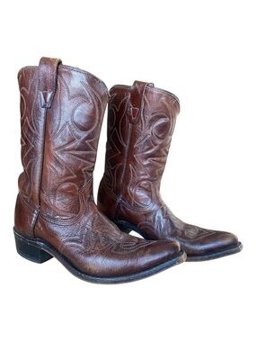 Vintage Texas USA Brown Leather Western Cowboy Boots Women’s 6D Made in USA